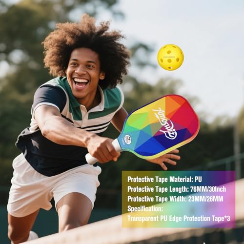 Pickleball Edge Guard Tape, Clear Pickleball Protection Tapes 3 Pcs, No Wrinkling, Suitable for 13MM & 16MM & 20MM Thicknesse Paddles - size: 23MM