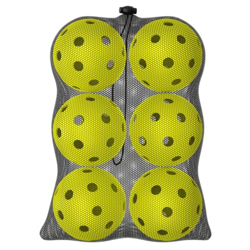 Great Call Athletics | Indoor Pickleballs USA Pickleball Approved Official 26 Hole Balls Sports Tournament Pack Free Mesh Bag - color: Yellow, style: 6 Pack