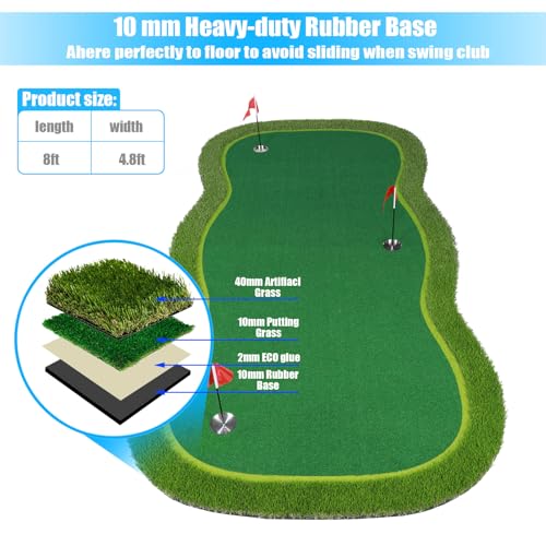Golf Putting Green/Mat-Golf Training Mat- Professional Golf Practice Mat- Green Long Challenging Putter for Indoor/Outdoor - style: 4.8x8ft mat