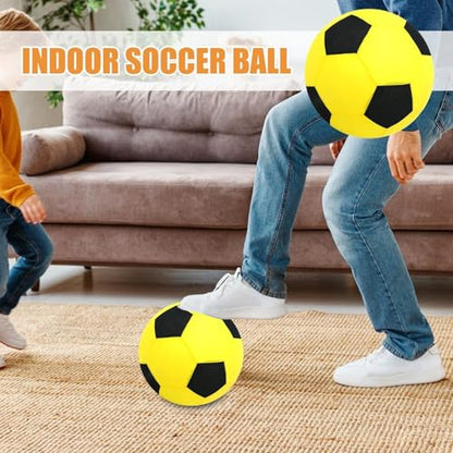 Inflatable Soft Football, Simulation Soccer Ball, 9.84 Inches Beach Toy with Leakproof, Elastic PVC Spheres, Indoor Play Toy with Bounce Design, Blow Up Football for Outdoor Use - color: Velvet Yellow