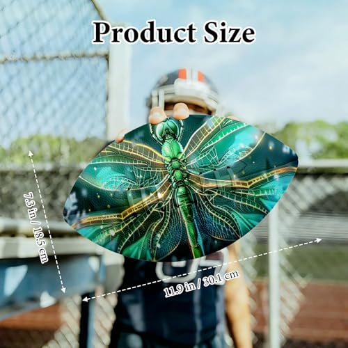 American Football, Official Size 11.9 x 7.3 Inch, Premium Composite Leather High-Grip Ball with Pro-Style Lacing, Unique Prints for Training, Games & Gifts - color: Green Art Butterfly