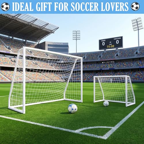 EGREE Portable Soccer Goal for Backyard - 12x6FT/8x6FT/6x4FT Heavy Duty Football Net Goals for Adults & Youth Training, Outdoor PVC Soccer Goal Post with Weatherproof UPVC Frame & Ground Stakes, White - size: 6FT*4FT