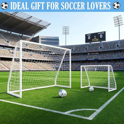 EGREE Portable Soccer Goal for Backyard - 12x6FT/8x6FT/6x4FT Heavy Duty Football Net Goals for Adults & Youth Training, Outdoor PVC Soccer Goal Post with Weatherproof UPVC Frame & Ground Stakes, White - size: 6FT*4FT