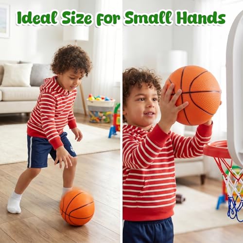 3 otters 4-Pack Sports Balls for Toddlers & Kids, Playground Balls with Pump, 5-Inch Soccer Ball, Basketball, Kickballs, Stockings for Grandkids, Toys for 2+ Boy Indoor/Outdoor Play