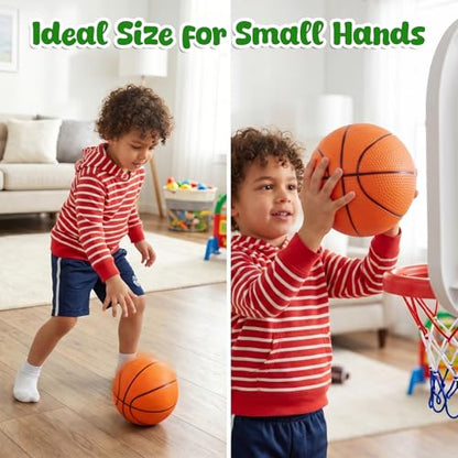 3 otters 4-Pack Sports Balls for Toddlers & Kids, Playground Balls with Pump, 5-Inch Soccer Ball, Basketball, Kickballs, Stockings for Grandkids, Toys for 2+ Boy Indoor/Outdoor Play