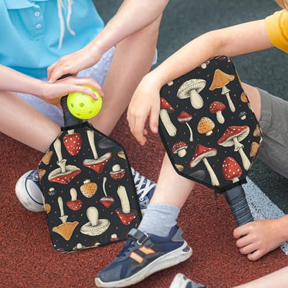 Pickleball Paddle Cover with Pockets and Handle Strap, Racket Sleeve and Ball Holder Organizer, 1 Pcs - color: red
