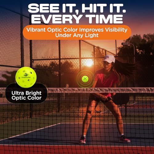 Eco Sports Pickleball Balls Outdoor – Pack of 6, 40 Hole Regulation Outdoor Pickle Balls for Training and Matches – USAPA Approved