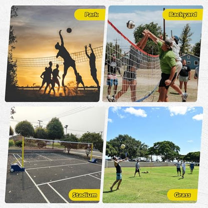 Volleyball Net Systems,Heavy Duty Indoor Volleyball Net Height Adjustable, Portable Volleyball Poles for Backyard Outdoor School Stadium(1 Volleyball Net + 1 Badminton Net)