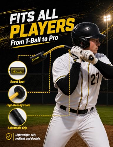 Baseball & Softball Rope Swing Trainer, 2026 Upgraded High-Density Foam Style Connection Batting Training Bat for Better Feedback, Indoor/Outdoor Hitting Practice Aid for Youth Beginners