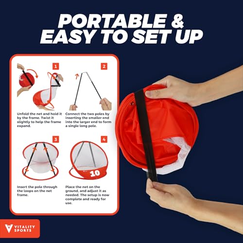 Vitality Sports Golf Chipping Net, 3PCS Pop-Up Golf Practice Net for Backyard, Indoor Outdoor Chipping Game with 3 Targets, 1 Hitting Mat, 20 Balls, Tee Box - style: Golf Net & Mat