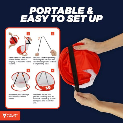 Vitality Sports Golf Chipping Net, 3PCS Pop-Up Golf Practice Net for Backyard, Indoor Outdoor Chipping Game with 3 Targets, 1 Hitting Mat, 20 Balls, Tee Box - style: Golf Net & Mat