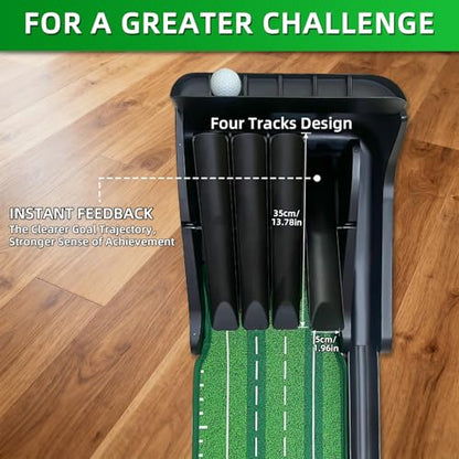 Putting Green Indoor - Practice Uphill Putts, Golf Putting Mat with Auto Ball Return, Golf Training Aid for Home, Office, Backyard, Party Game, Great Gifts for Men Dad