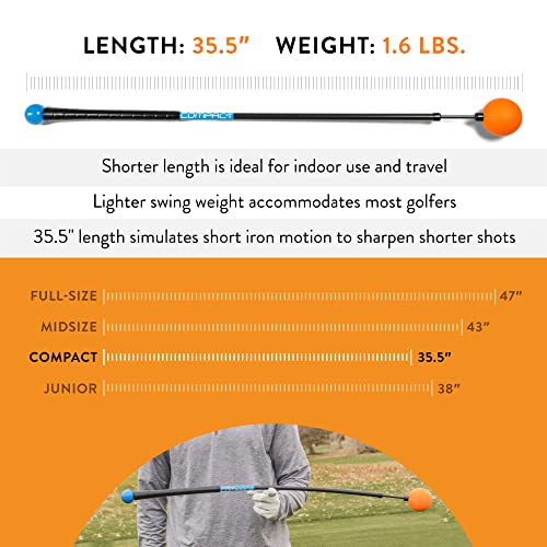 Orange Whip Golf Swing Trainer Aid Patented & Made in USA for Improved Rhythm, Flexibility, Balance, Tempo, and Strength *American Made* - style: Compact - 35.5"