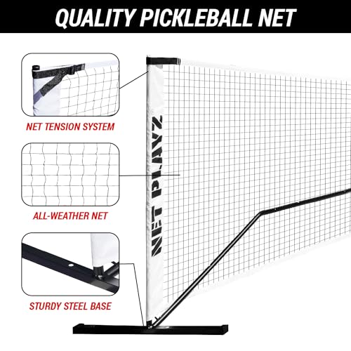 22ft Pickleball Net System with Metal Frame and PE Net Portable Easy Setup Pickleball Court for Driveway Backyard