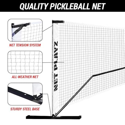 22ft Pickleball Net System with Metal Frame and PE Net Portable Easy Setup Pickleball Court for Driveway Backyard