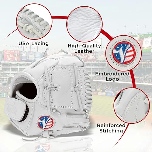 Valle Eagle 8S Strap-Back Small Pocket 8” Baseball Training Glove - Infield Soft Leather Mitt for Fielding - Practice Gear, Softball Trainer, Sports Essentials - Right or Left Hand Throw