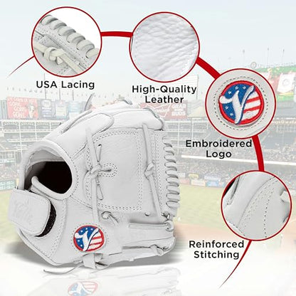 Valle Eagle 8S Strap-Back Small Pocket 8” Baseball Training Glove - Infield Soft Leather Mitt for Fielding - Practice Gear, Softball Trainer, Sports Essentials - Right or Left Hand Throw
