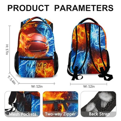 Boys Backpack for Kids Personalized Basketball School bag for Elementary Middle Primary, 17 Inch Durable Lightweight Bookbag - color: Orange