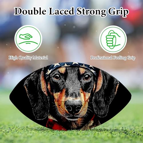 American Football, Official Size 11.9 x 7.3 Inch, Premium Composite Leather High-Grip Ball with Pro-Style Lacing, Unique Prints for Training, Games & Gifts - color: Flag Dog