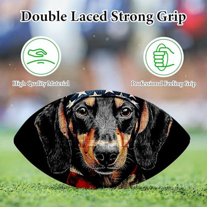 American Football, Official Size 11.9 x 7.3 Inch, Premium Composite Leather High-Grip Ball with Pro-Style Lacing, Unique Prints for Training, Games & Gifts - color: Flag Dog