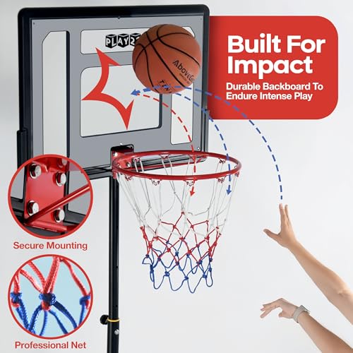 Kids Basketball Hoop Outdoor - 33 inch Backboard, 70-84in Adjustable Height, Portable Basketball Hoops & Goals for Kids/Teenagers/Youth in Backyard/Driveway/Indoor - Fillable Base