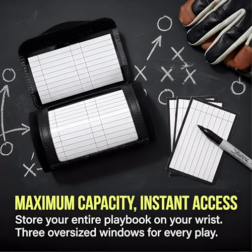11 Pack Football Wristbands for Plays - Triple Window Playbook Wrist Coach Quarterback Armband - QB Play Calling Wristbands for Flag Football Tackle Baseball - Elastic Cotton Sports Arm Bands