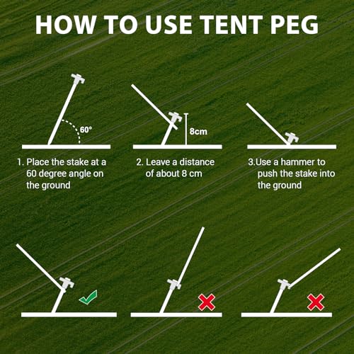 Eurmax USA 10-Pack Secure Protection Galvanized Tent Stakes,Rust-Proof Steel Canopy Anchors for High Winds,Heavy Duty Commercial Ground Pegs for Camping,Pop Up Tents&Gazebos - Includes 4x10ft Ropes - color: White, style: Stakes 10-pack
