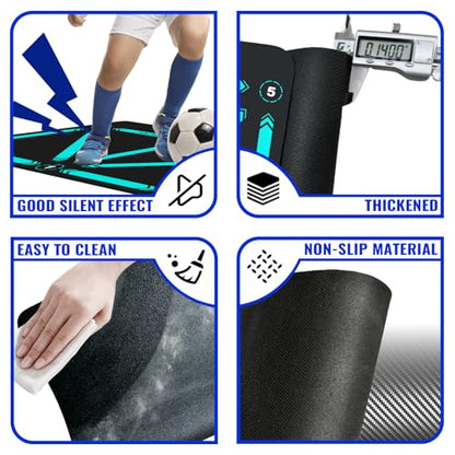 Soccer Training Equipment,Soccer Training Mat Improve Strength,Agility and Coordination,Anti-Slip Silent Absorption Soccer Footwork Training Mat,Soccer Trainer for Indoor/Outdoor Drills - style: Professional Set 47*31 IN