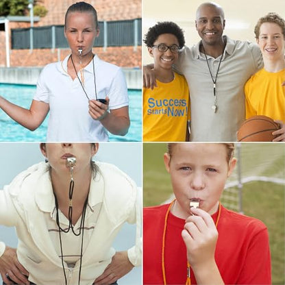 SANNIX 7 Pack Whistles, Coaches Whistles with Lanyard Sports Whistle Loud Crisp Sound Whistles for Referees Training Gyms Emergency - color: Silver