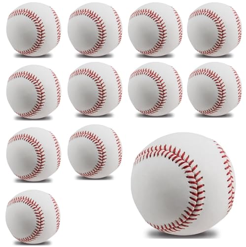 Baseballs, Practice Baseballs, Baseball for Youth Teenager/Adults Players Training Ball, Safe Throwing for Indoor/Outdoor, Batting Practice - color: White Box of 12
