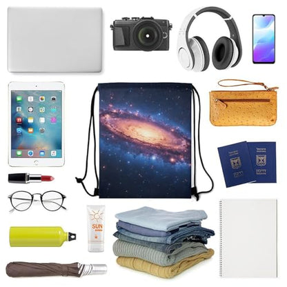 Theft Proof Drawstring Bag Water Resistant Cinch Sack Gym Sport Backpack for Travel Camping, Space Galaxy Bags - color: Picture (1010)