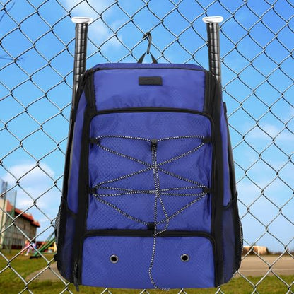 MATEIN Baseball Backpack, Softball Bat Bag with Shoes Compartment for Youth, Boys and Adult, Lightweight Baseball Bag with Fence Hook Hold TBall Bat, Batting Mitten, Helmet, Caps, Teeball Gear - color: Blue, size: 47L
