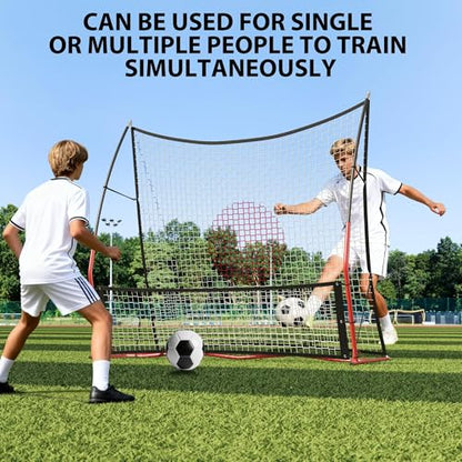 2-in-1 Soccer Rebounder Net, Easy Setup with 6'x4.6' Large Net and 6'x1.6' Small Bounce Back Net for Outdoor Soccer Practice, Passing, Volley, and Solo Training