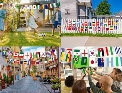 1 Pack 49ft World Soccer 2026 Cup String Flags, 48 Participating Countries Bunting Banner, Double Sided Football Decorations for Backyard, Room, School, Bar, Street World Soccer 2026 Cup Flags