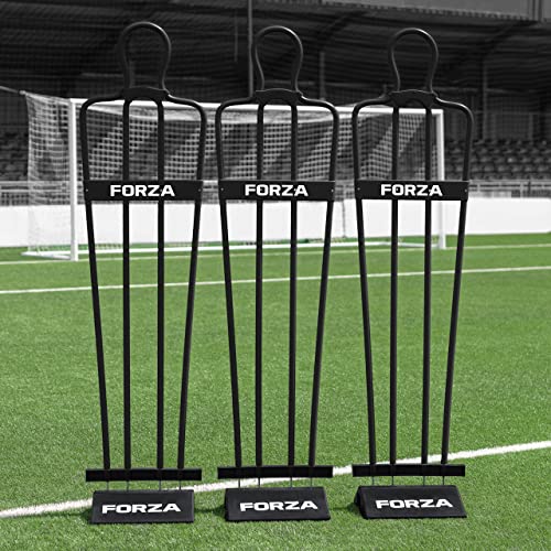 FORZA 6ft Airflow Soccer Mannequin | Wind-Resistant Free Kick Training Dummy for Coaching Drills & Shooting Practice | Shatterproof PVC with Ground Spikes & Optional Base - Pack of 1 or 3 - color: Black, size: Pack of 3, style: With Bases