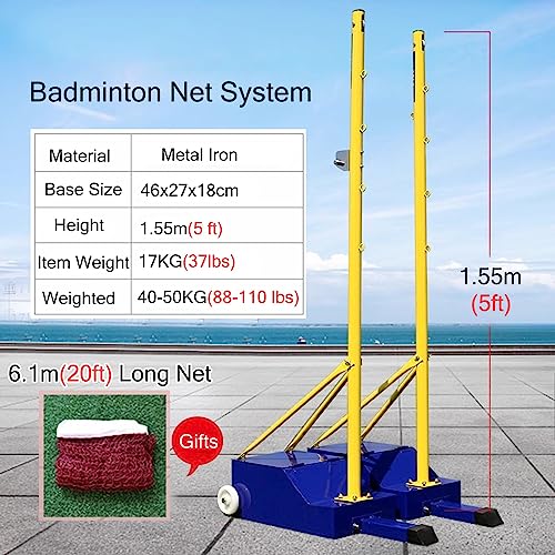 Portable Badminton Tennis Net Stand, Durable Outdoor Replacement Court Set For Tennis, Volleyball, And Badminton, Easy Setup For Backyard, Driveway, Stadium, Playground, And Gym Use )Blue-H 1.55M(5Ft) - size: H 1.55m(5ft)