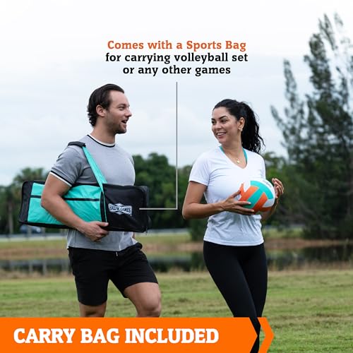 Hall of Games Outdoor Volleyball and Badminton Net with Carrying Bag Accessories Set and Adjustable Steel Poles Perfect for Parties - color: 20 Ft.