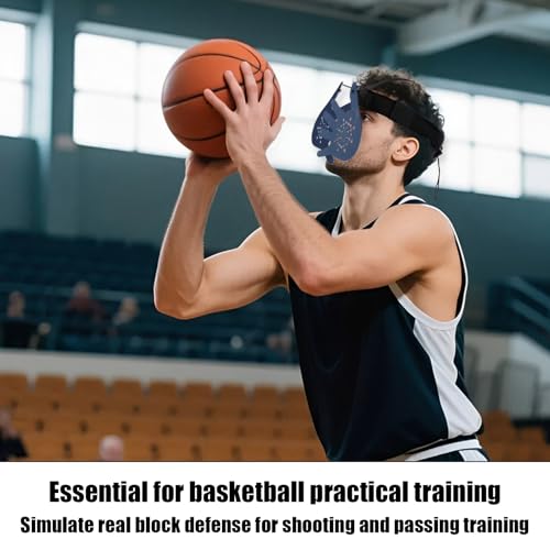 BOXOB Basketball Training Mask, Hand in Your Face Basketball Mask Face Guard for Preventing Collision Guard Shooter Jump Shot Dribble Training Equipment for Improving Skills (Black & Blue)