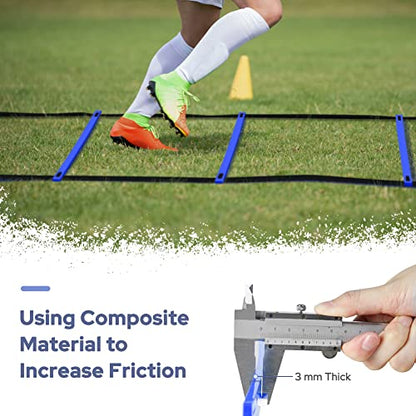 GHB Agility Ladder 1 Pack and 7 Inch 12 Pack Soccer Cones 2 Carrying Bag