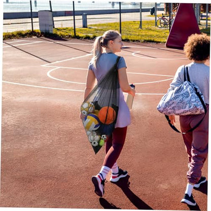 Large Mesh Ball Bag for Soccer Volleyball and Basketball Sturdy Drawstring Sports Equipment Storage Bag for Players for Team Gear