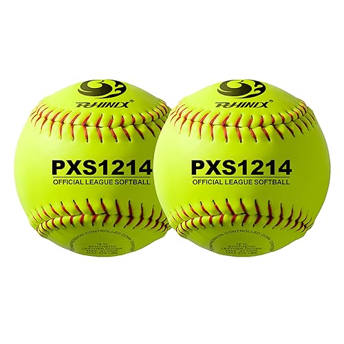 PHINIX Fast-Pitch Softballs Cork Core for Practice, Competitions 11" & 12" Options (COR .47 / Comp.375) - color: 12 inch （Bag of 2）