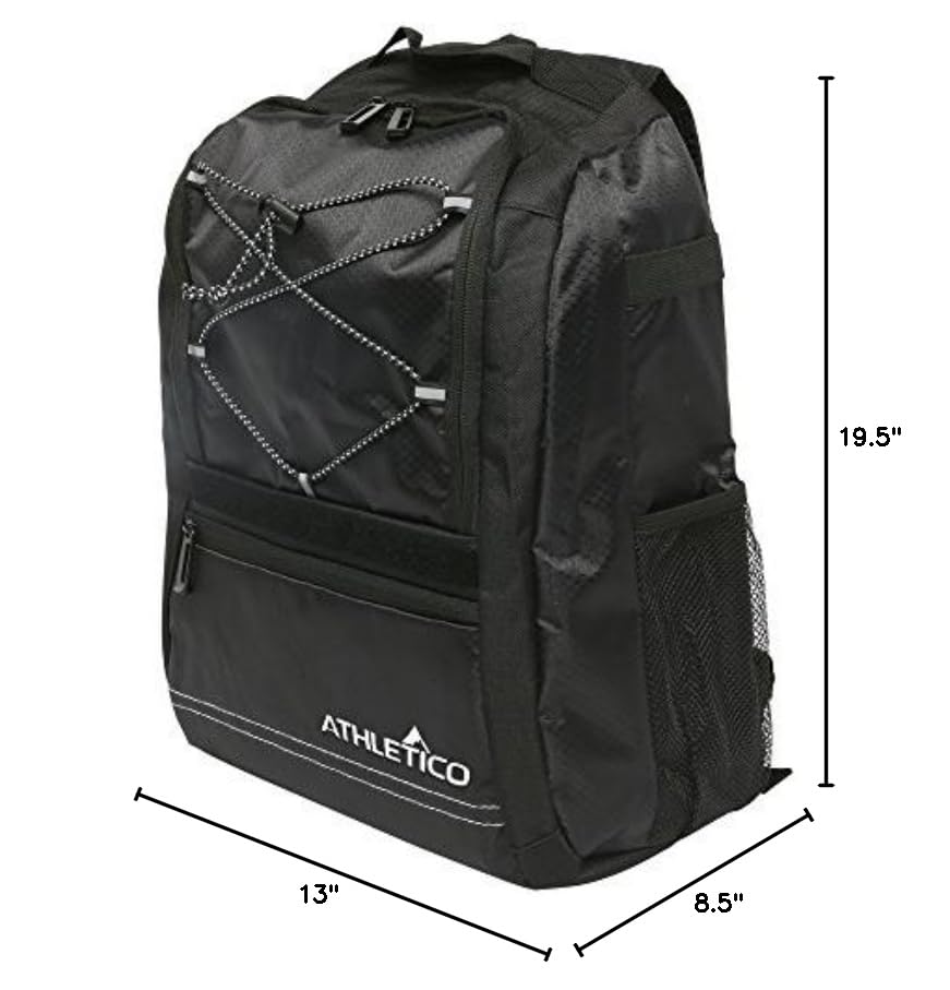 Athletico Youth Baseball Bag - Bat Backpack for Baseball, T-Ball & Softball Equipment & Gear | Holds Bat, Helmet, Glove | Fence Hook - color: Black