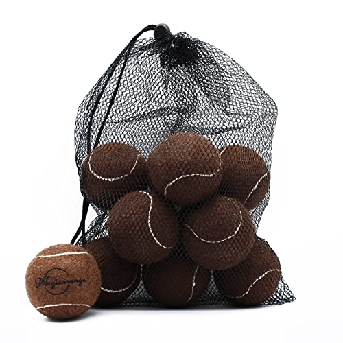 Magicorange Tennis Balls, 12 Pack Advanced Training Tennis Balls Practice Balls, Come with Mesh Bag for Easy Transport, Good for Beginner Training Ball - color: Brown
