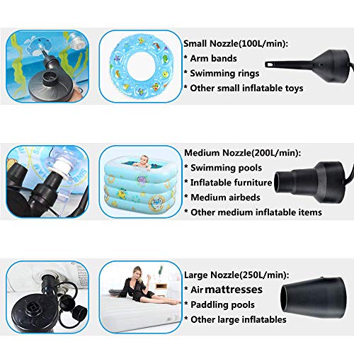 Air Pump Air Mattress Pump for Inflatables Blow up Pool Raft Bed Boat Toy, Quick-Fill, for Outdoor Camping, Inflatable Cushions, Electric Air Mattress Beds, Boats, Swimming - color: Black