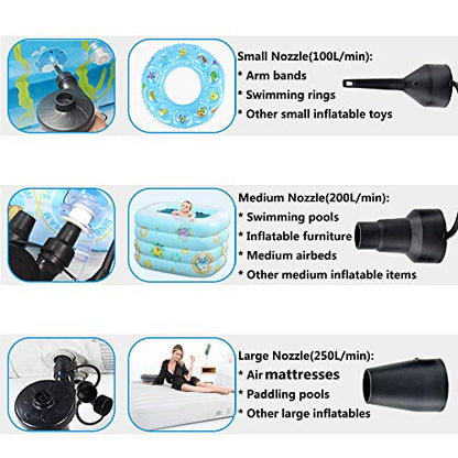 Air Pump Air Mattress Pump for Inflatables Blow up Pool Raft Bed Boat Toy, Quick-Fill, for Outdoor Camping, Inflatable Cushions, Electric Air Mattress Beds, Boats, Swimming - color: Black