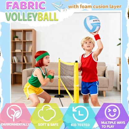 Soft Volleyball-Super Soft Fabric Light Volleyball for Indoor Practice Safe and Quiet Kids Youth Beginners House Yard Training Practice Games(Deflated)