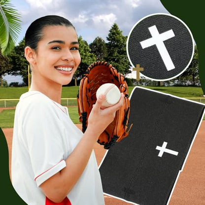 Simgoing Christian Cross Softball Glove Wrap with Bible Verse Speeds Up Break in Process Baseball & Softball Elastic Mitt Glove Strap Band Keep Pocket Formed Ideal for Players of All Ages - style: Cross Style