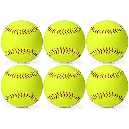 Lewtemi 11" Softballs Official Size and Weight - Yellow Leather Covered Slowpitch and Fastpitch Training Balls for Youth Practice Games and Drills for Teams and Beginners