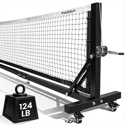 Pickleball Net Portable Outdoor with Wheels-22FT Pro Tournament Pickle Ball Net with Steel Cable Tensioning System,124LBS Heavy-Duty Pickleball net for Driveway/Backyard/Club/School