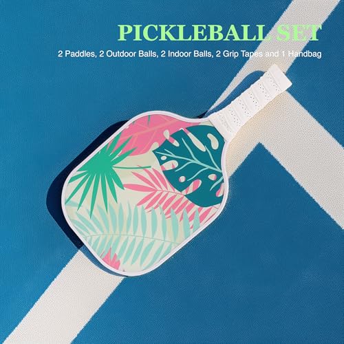 Pickleball Paddles, USAPA Approved Fiberglass Surface Pickleball Set with Pickleball Rackets, Pickleball Paddles Set for Men Women